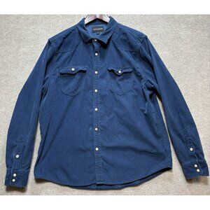 Lucky Brand Men's Long Sleeve Shirt Large Blue Corduroy Pearl Snap Outdoor GUC